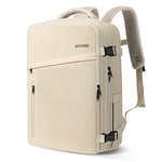 HOMIEE Sac à Dos de Voyage avec Compartiment à Chaussures, Sac à Dos Cabine Imperméable pour 15,6" Ordinateur Portable, Sac a Dos Voyage Avion Antivol, Sac à Dos Bagage à Main Femme Homme, Beige