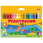 BIC Kids Plastidecor Craies de Coloriage - Couleurs Assorties, Etui Carton de 24