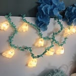 Riaxuebiy 20 LED Animal Theme Persian Cat String Light Easter Decortive Light Battery Powered Hanging White Cat Fairy Night Lights for Spring, Garden, Patio, Easter Decor (Cat+Blue Vine)