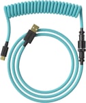 Câble Coiled | Câble Tressé à Double Gaine Fait à la Main | USB Type C vers A | Connecteur Aviator à 5 Broches pour Clavier de Jeu Mécanique Custom | Supporte la Charge Rapide 20W (Bleu )