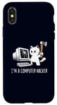 Coque pour iPhone X/XS Je suis un pirate informatique Cat Funny Cybersecurity Cyber Kitty