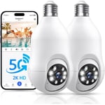 Ljuskälla Säkerhetskameror Trådlös Utomhus 5g, 2K Ljuskälla Kameror för Hemmasäkerhet Utomhus, Eagle Eye Kamera 360 för E27 Ljus Skoct 24/7 Motio