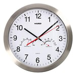 MAURER 5152010 Horloge Murale Ø 30 cm avec hygromètre et thermomètre Avant en Acier