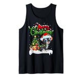 Xmas Tree Lighting Santa Hat Panther Christmas Tank Top