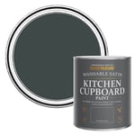 Rust-Oleum Black Scrubbable Kitchen Cupboard Paint in Satin Finish - Black Sand 750ml