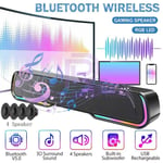 TV Bluetooth Sound Bar Wireless RGB Speaker Home Theater AUX FM USB PC Computer