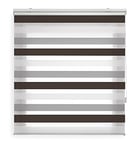 Blindecor Lira Store enrouleur jour nuit tissu double, tricolore Marron, gris, Blanc, 80 x 180 cm (largeur x hauteur) | Taille du tissu 77 x 175 cm. Stores tissu double élégants