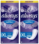 2 x Always Dailies Panty Liners Long Plus Fresh Protect Odour Neutralise 38 Pack