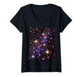 Womens Starry Galaxy Scene for Space Lovers and Stargazers V-Neck T-Shirt