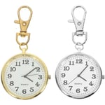 2st enkel hängande fickur Modern Watch Pendant Nyckelring Quartz Fick Watch för äldre sjuksköterska (silver , gyllene) - on stock Silver 8X4cm