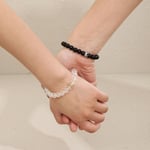 2Pcs Glow In The Dark Handmade Crow Beaded Alloy Stone Lover Heart Bracelet  Men