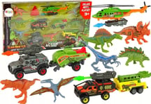 Leantoys Fordon Helikopter Dinosaurier 6 Delar Färgade Lean Toys