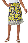 Roman Womens Floral Cotton Blend Elastic Waist A Line Skirt - Lime Green - Size 14 UK