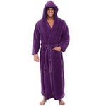 Peignoir pour Hommes À   Capuche Robe d'hiver Hommes Solide en Peluche Épais Peignoir Allongé Homme Homewear Robe Pyjama Chemise De Nuit Asiatique Taille3Xl Sty Livraison Gratuite