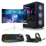 AWD-IT M100R AMD Ryzen 5700X NVIDIA RTX 4070 12GB 27" Curved 1440p Monitor Desktop PC Gaming Package