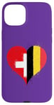 Coque pour iPhone 15 Plus Coeur pour Fier Suisse Belge Un Drapeau Belgique Suisse