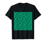 Climbing Vine Leaves In Dusty Green On Aquamarine T-Shirt