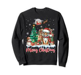 Merry Christmas Cute Tiger Santa Hat Tiger Lovers Xmas Tree Sweatshirt