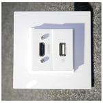 Prise hdmi - usb encastré murale complete pré-connectorisée 230V avec support et plaque blanc polaire altira schneider