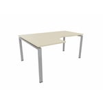 Bureau compact asymétrique Producteo Gris aluminium CONNECT : bureau D160x120/L60/cpl erable blanc/cpi gris alu/angle gauche