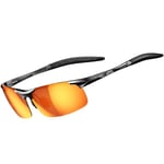 ATTCL Homme Lunettes de Soleil Polarisées Sports Lunette De Soleil Polarisé Al-Mg métal Cadre super léger 8-177 Black-Red