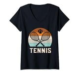 Womens Tennis Player Sports Racket Game Retro Vintage V-Neck T-Shirt