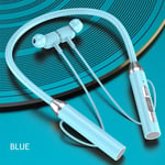 Casque sans fil Fone Bluetooth 5.0 Tour de cou Écouteurs Silicone Hifi Stéréo Sport Casque Halter Écouteurs magnétiques étanches-Bleu