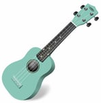 Ukulele Soprano de Guitare Uke Bois Mahagoni 4 Cordes de Nylon Turquoise