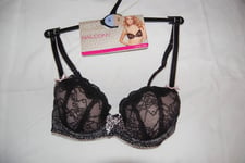 Black Balcony Fun and Flirty Bra Marks and Spencer Size 30B BNWT