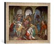 'Encadré Image de Julius Schnorr de Carol Champ "kriemhilds Mort. 1849. fresque dans la salle des Salles de Vengeance (Nibelung) l'Art de Résidence de Munich, Impression dans le cadre de haute qualité Photos fait main, 40 x 30 cm, argent Raya