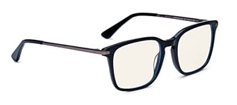 Bollé Safety PRBCHIC108 CHICAGO Lunettes de contre, lentille PC incolore, technologie PRB420, bloqueur de lumière bleue, monture en acétate noir et Gunmetal pour homme