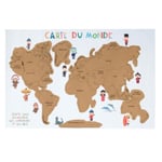 Poster Carte du Monde "A Gratter" 40x60cm Gris