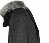 Saint Jacques Long Coat Blur Fox Fur Wool Cashmere Jacket Parka 46 XXXL