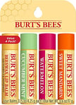 Burt's Bees Baume à lèvres Multipack, ensemble de baumes à lèvres avec cire d'abeille, concombre menthe, pastèque, mandarine douce, fraîchement cueillie, 4 x 4,25 g