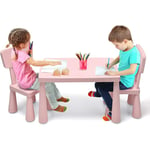 Ensemble de Table et 2 Chaise pour Enfants en Plastique, Set de Table et Chaises avec Hauteur Raisonnable et Dossier Ergonomique, Ensemble de 3