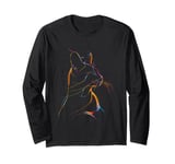 Vibrant Cat Silhouette Line Drawing Beauty Long Sleeve T-Shirt