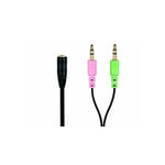 conecto 3.5 mm jack headset adapter, 4-pin socket to 2x 3-pin plug, 0.20 m