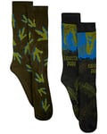 UNIVERSAL Jurassic Park Dinosaur 2-Pack Novelty Socks (Big Boys/Men's), Solid Print, 10-13