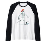 Funny Skeleton Soccer Halloween Costume for Men, Boys, kids Raglan Baseball Tee