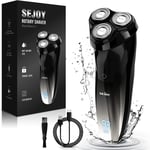 Rasoir Electriques Hommes, Rasoir Homme Avec Tondeuse Barbe Imperméable Ipx7 Etanche Wet & Dry Rasoir Electrique Rechargeable Avec 3d Têtes Rotatives Et Affichage D'énergie Led, 150 Min, Noir