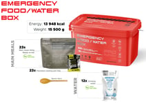 Pro Ration Emergency Food/Water Box | 15 års hållbarhet | MRE | Mjuka Konserver