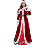 Plus Size Deluxe Sammet Juldräkt för Vuxna Cosplay Par Santa Claus Kläder Festkläder Juluniform Kostym för Män Kvinnor-e Red  Women M