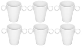 Set of 6 White Porcelain Hot Chocolate Mugs 240ml with Double handle