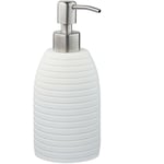 Porte-savon liquide, 300 ml, rechargeable, salle de bain, cuisine, distributeur shampoing, pompe inox, blanc - Relaxdays