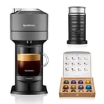 Nespresso Vertuo Next Automatic Pod Coffee Machine with Milk Frother for Americano, Cappuccino and Latte by Magimix in Dark Grey