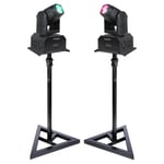 Pack 2 Lyres DMX LED RGB Ibiza Light LMH250-RC 10W Spot - 2 pieds Supports SST02 - Soirée DJ Fête Anniversaire Professionnel