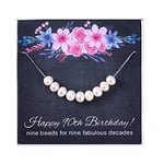 ALoveSoul 90th Birthday Gifts for Women - 925 Sterling Silver Necklace, 9 Pearls Necklace Gift for Her, Birthday Gift Ideas for Women