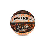 Vector X Power Basketball (Black/White/Orange, Size: 7) | Material: Rubber | Water-Resistant Rubber | Indoor-Outdoor Training | for Beginner Player | Free Air Needler