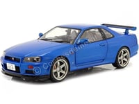 SOLIDO- 1:18 Nissan Skyline (R34) GT-R 1999 Voiture Miniature de Collection, 1804306, Bayside Blue