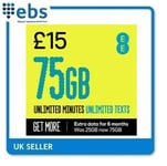 EE 75GB Data sim inc. £15 top up giving 75GB, Unlimited mins & Unlimited texts